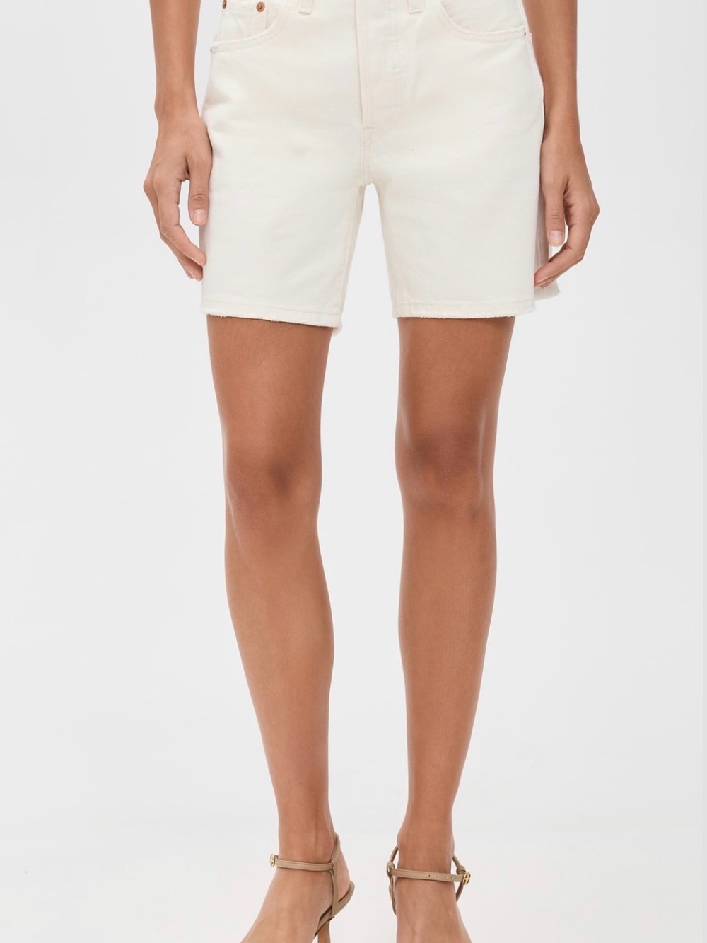 Levi’s 501 Mid Thigh White Shorts